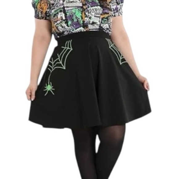 Hell Bunny Miss Muffet Black & Green Circle Mini Skirt Women’s Small - Picture 4 of 12